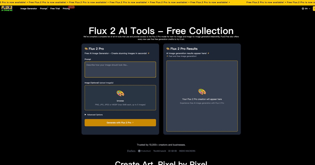 Flux 2 Free official homepage preview